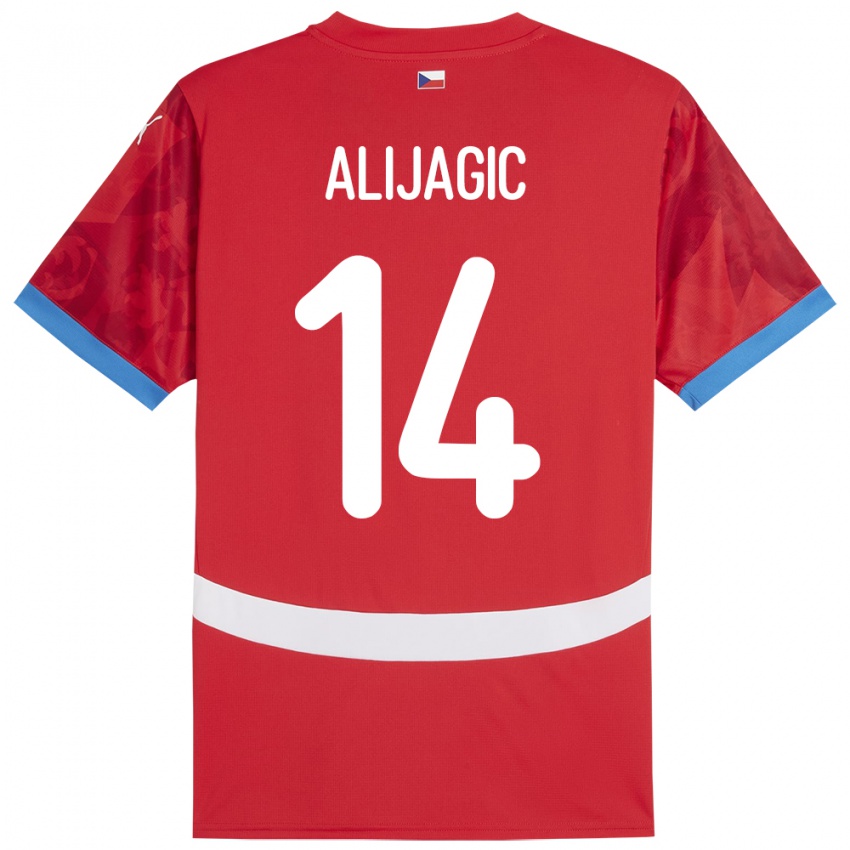 Børn Tjekkiet Denis Alijagic #14 Rød Hjemmebane Spillertrøjer 24-26 Trøje T-Shirt