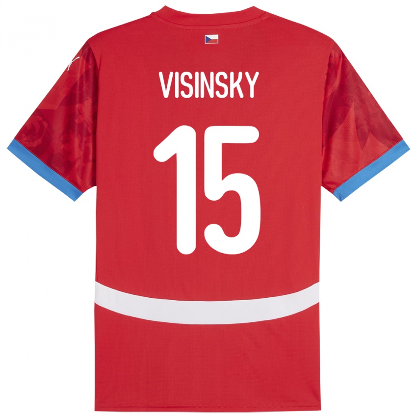 Børn Tjekkiet Denis Visinsky #15 Rød Hjemmebane Spillertrøjer 24-26 Trøje T-Shirt