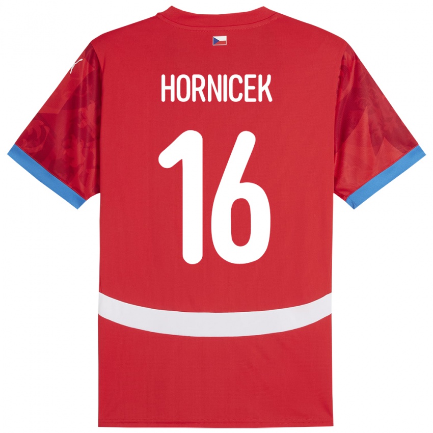 Børn Tjekkiet Lukas Hornicek #16 Rød Hjemmebane Spillertrøjer 24-26 Trøje T-Shirt