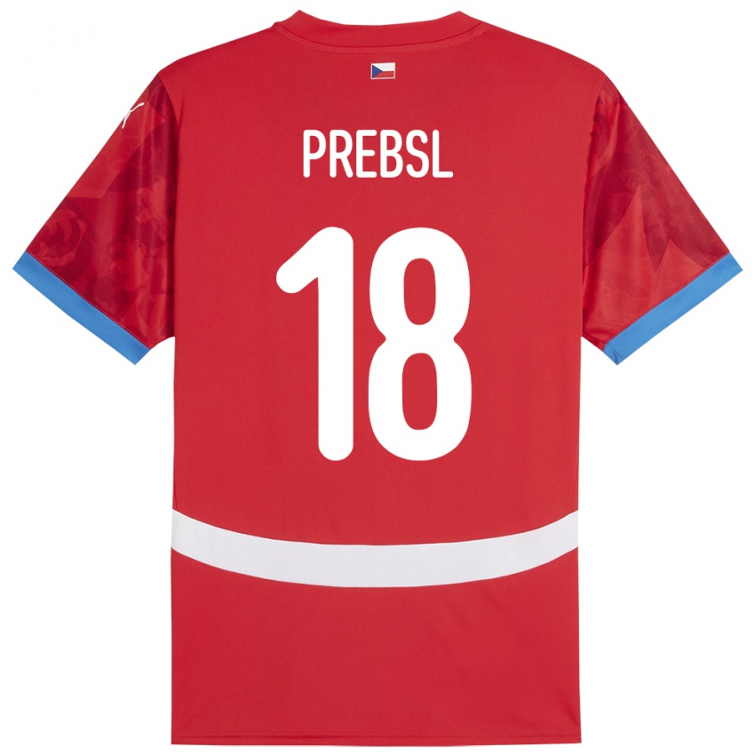 Børn Tjekkiet Filip Prebsl #18 Rød Hjemmebane Spillertrøjer 24-26 Trøje T-Shirt