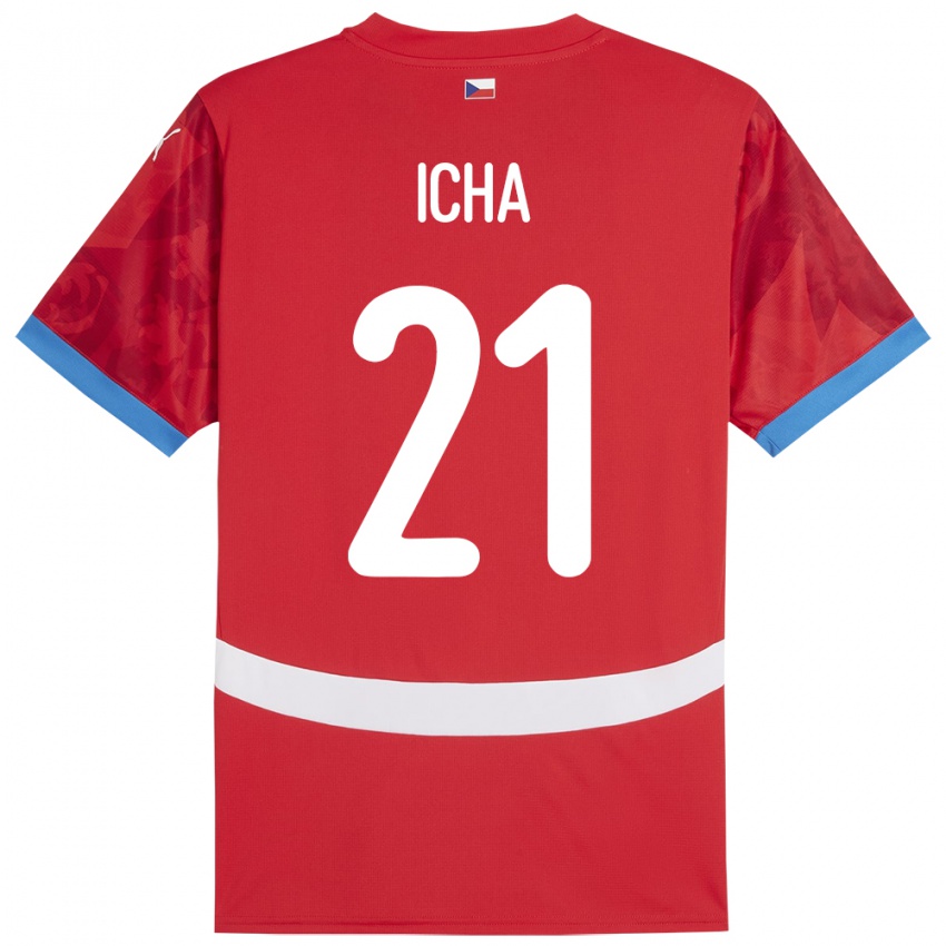 Børn Tjekkiet Marek Icha #21 Rød Hjemmebane Spillertrøjer 24-26 Trøje T-Shirt