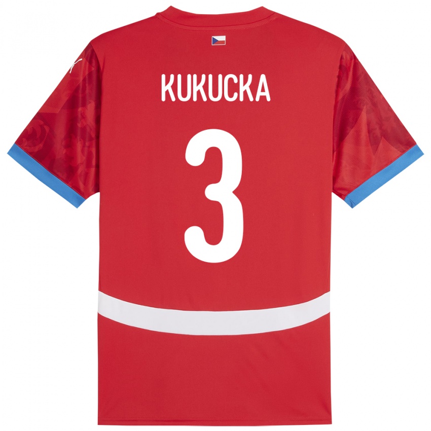 Børn Tjekkiet Ondrej Kukucka #3 Rød Hjemmebane Spillertrøjer 24-26 Trøje T-Shirt