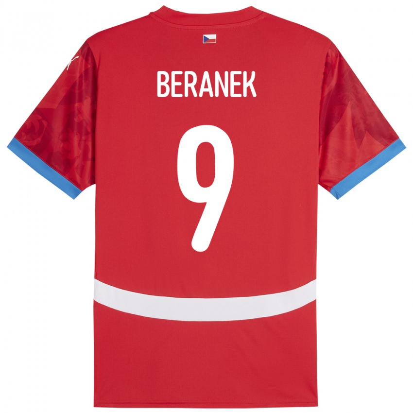 Børn Tjekkiet Marek Beranek #9 Rød Hjemmebane Spillertrøjer 24-26 Trøje T-Shirt