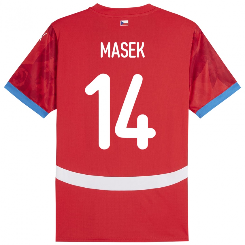 Børn Tjekkiet Lukas Masek #14 Rød Hjemmebane Spillertrøjer 24-26 Trøje T-Shirt