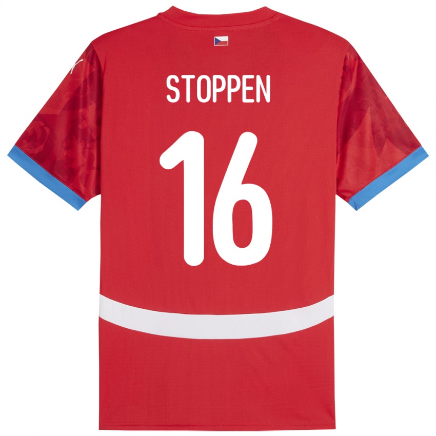 Børn Tjekkiet Tadeas Stoppen #16 Rød Hjemmebane Spillertrøjer 24-26 Trøje T-Shirt