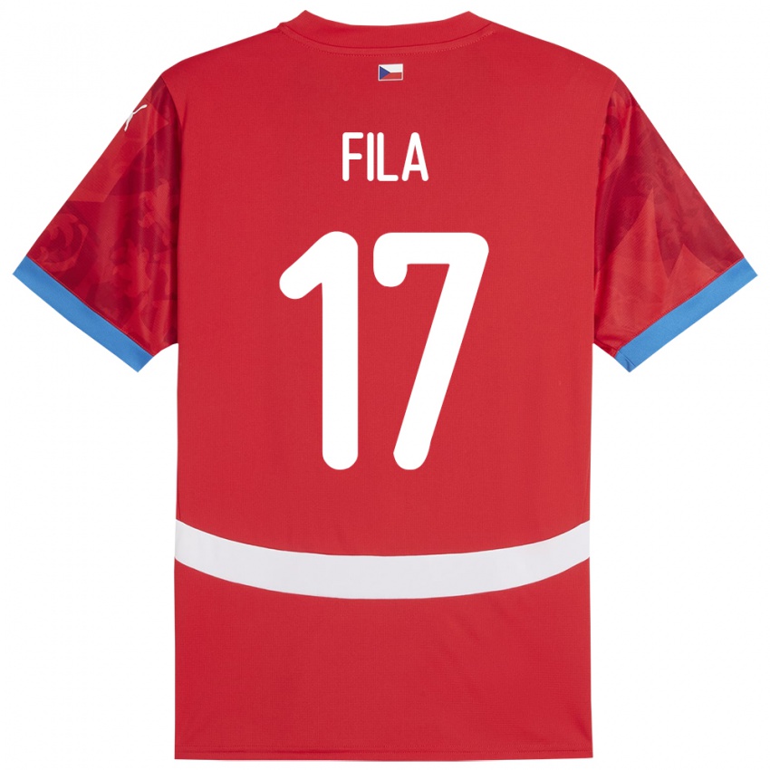 Børn Tjekkiet Lukas Fila #17 Rød Hjemmebane Spillertrøjer 24-26 Trøje T-Shirt