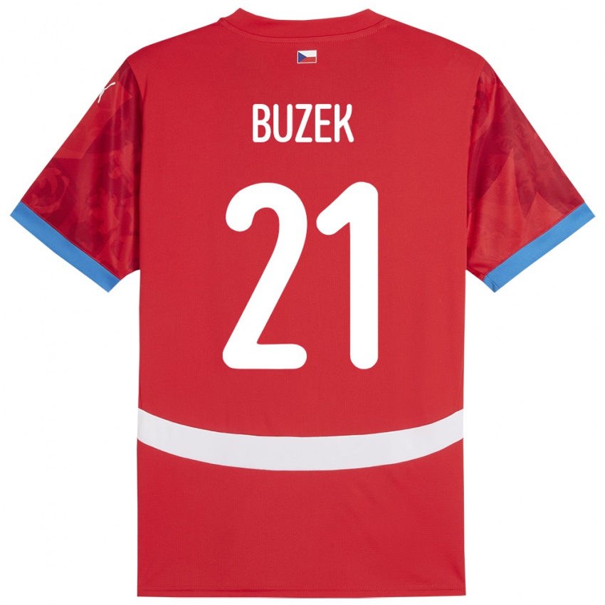 Børn Tjekkiet Alexandr Buzek #21 Rød Hjemmebane Spillertrøjer 24-26 Trøje T-Shirt
