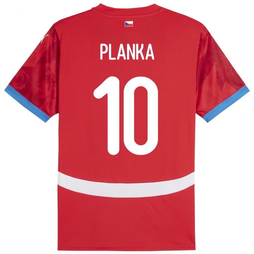 Børn Tjekkiet David Planka #10 Rød Hjemmebane Spillertrøjer 24-26 Trøje T-Shirt