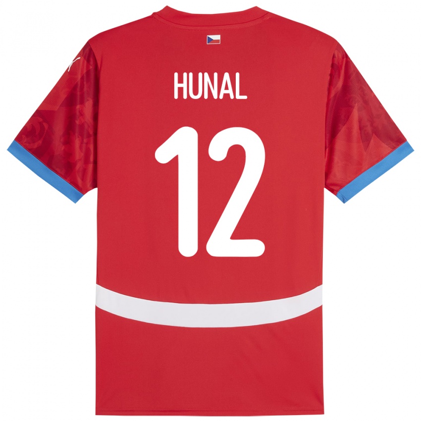 Børn Tjekkiet Eric Hunal #12 Rød Hjemmebane Spillertrøjer 24-26 Trøje T-Shirt