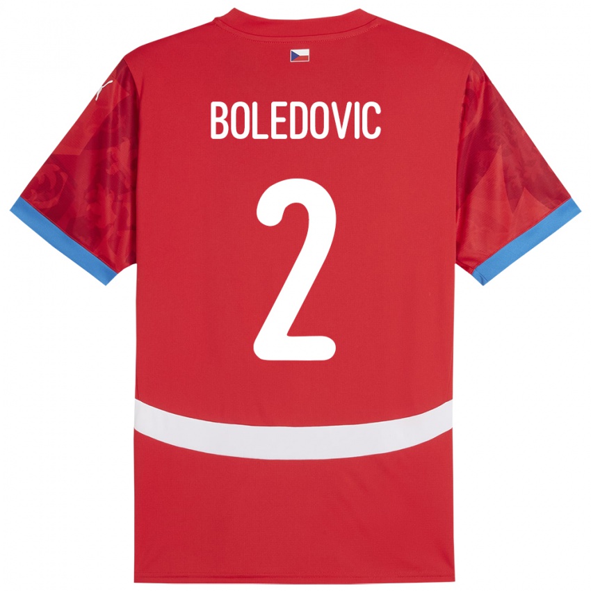 Børn Tjekkiet Tobias Boledovic #2 Rød Hjemmebane Spillertrøjer 24-26 Trøje T-Shirt