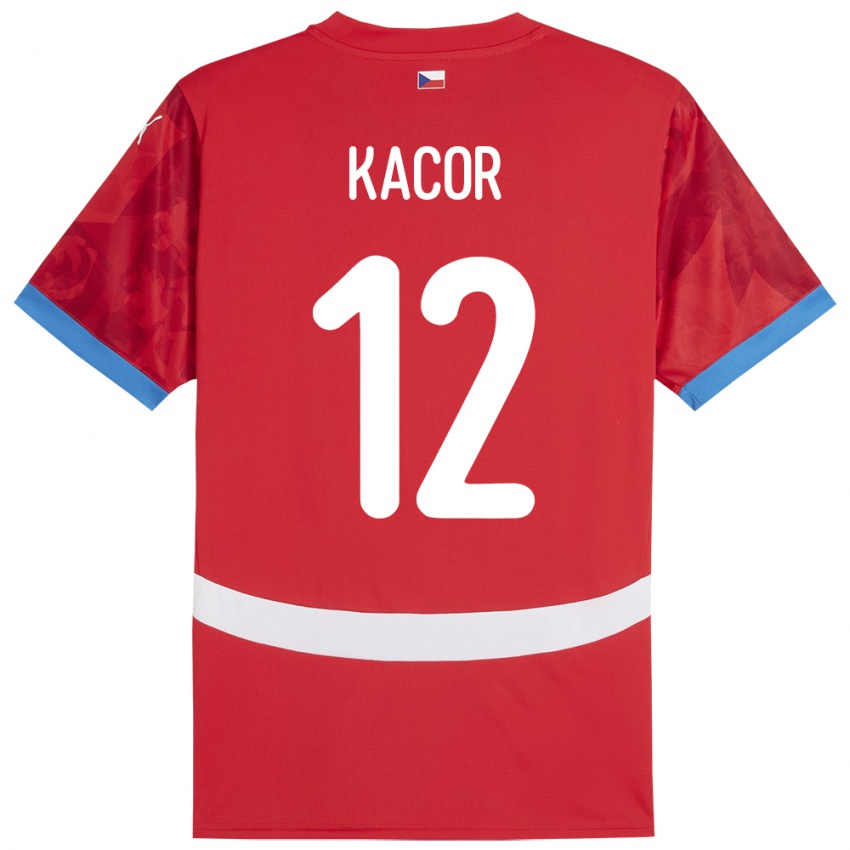 Børn Tjekkiet Pavel Kacor #12 Rød Hjemmebane Spillertrøjer 24-26 Trøje T-Shirt