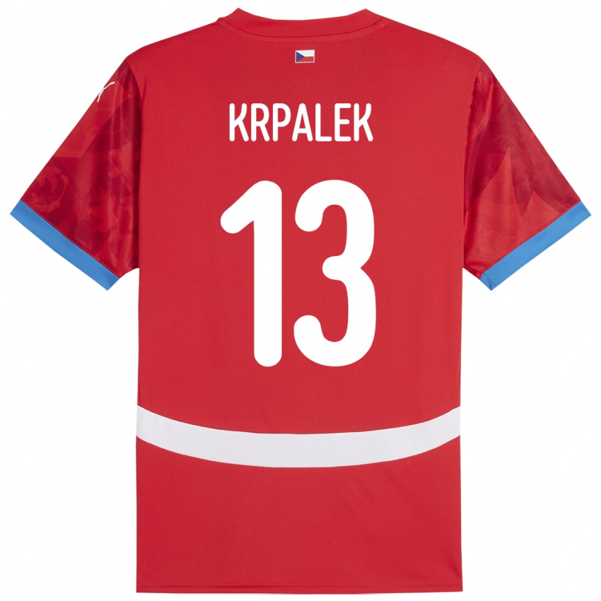 Børn Tjekkiet Dennis Krpalek #13 Rød Hjemmebane Spillertrøjer 24-26 Trøje T-Shirt