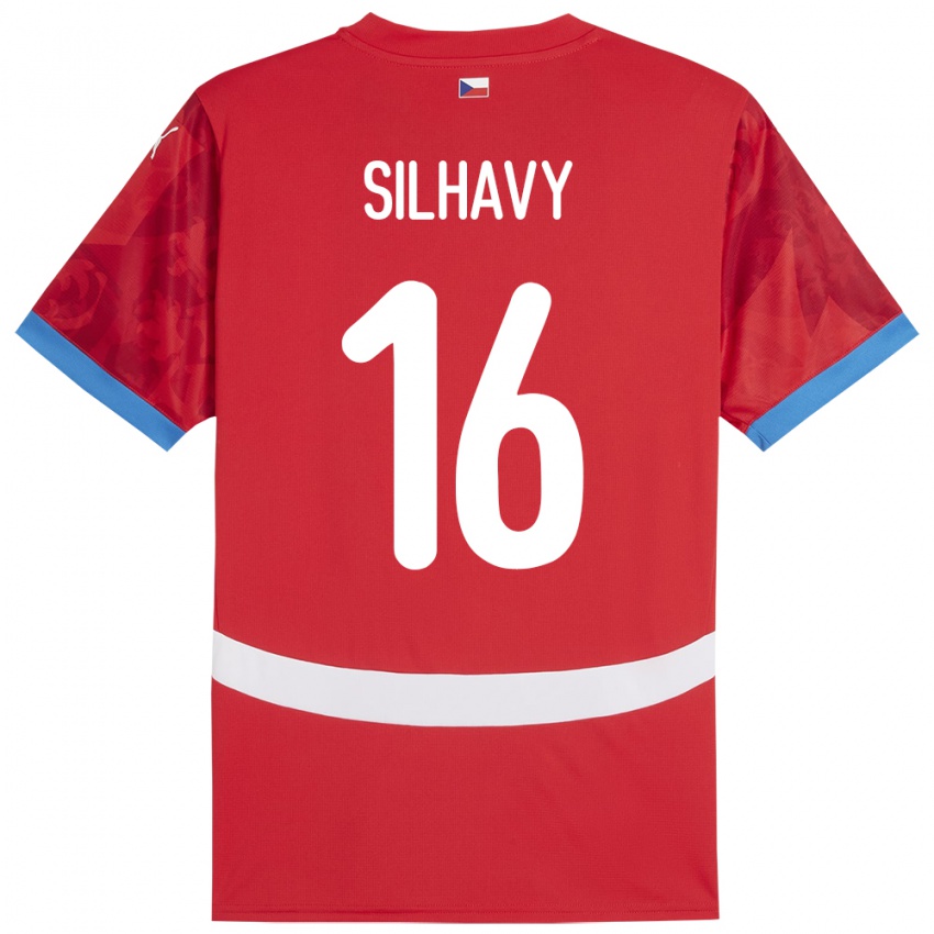 Børn Tjekkiet Matyas Silhavy #16 Rød Hjemmebane Spillertrøjer 24-26 Trøje T-Shirt