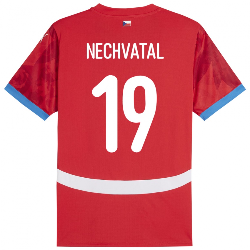 Børn Tjekkiet Matyas Nechvatal #19 Rød Hjemmebane Spillertrøjer 24-26 Trøje T-Shirt