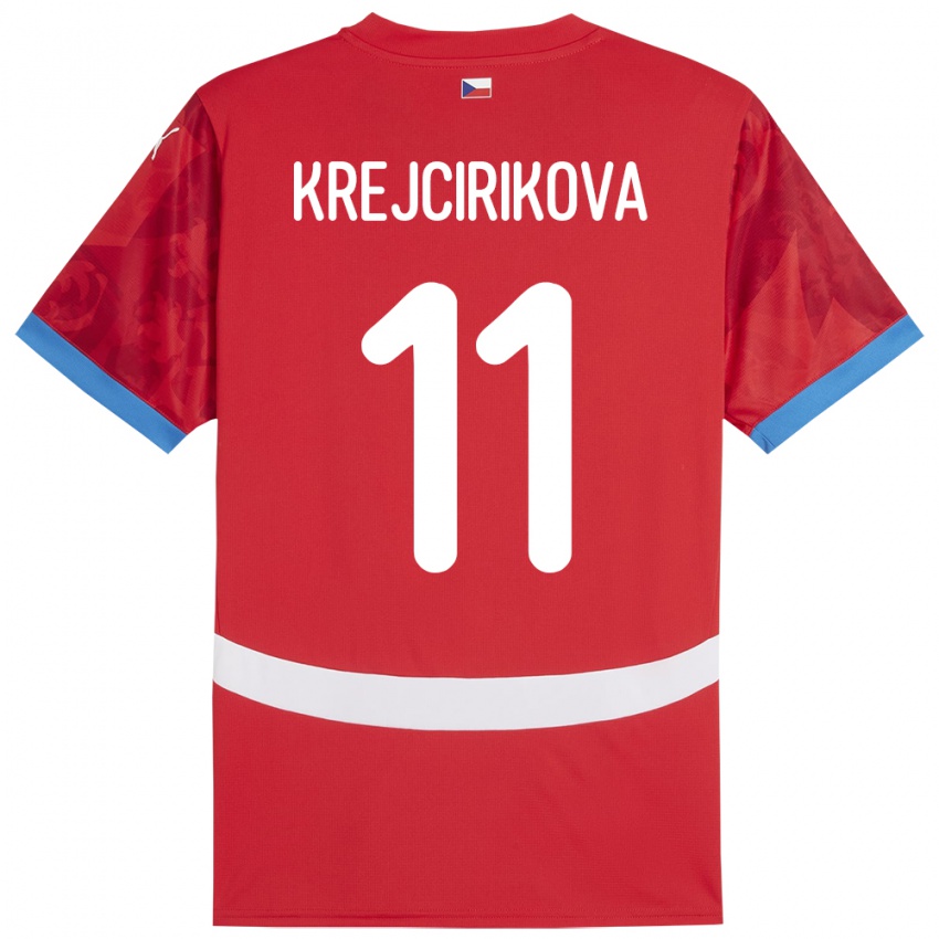 Børn Tjekkiet Tereza Krejčiříková #11 Rød Hjemmebane Spillertrøjer 24-26 Trøje T-Shirt