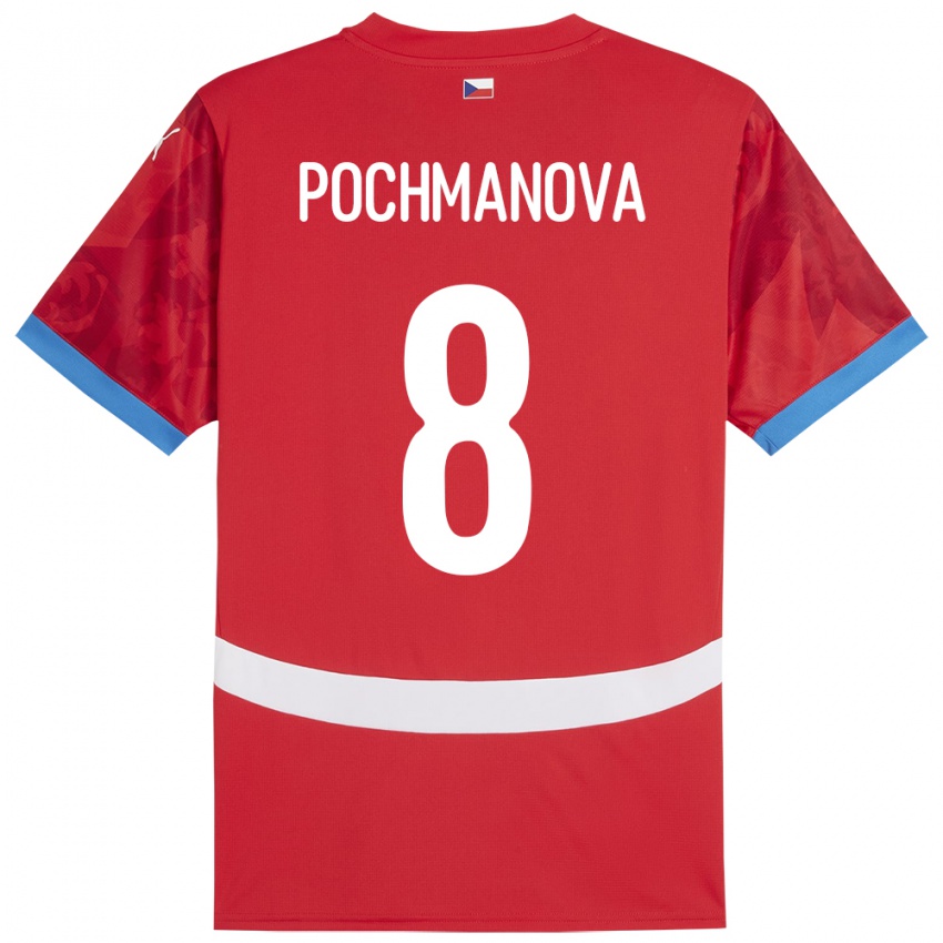 Børn Tjekkiet Aneta Pochmanová #8 Rød Hjemmebane Spillertrøjer 24-26 Trøje T-Shirt