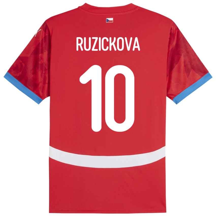 Børn Tjekkiet Kristýna Růžičková #10 Rød Hjemmebane Spillertrøjer 24-26 Trøje T-Shirt