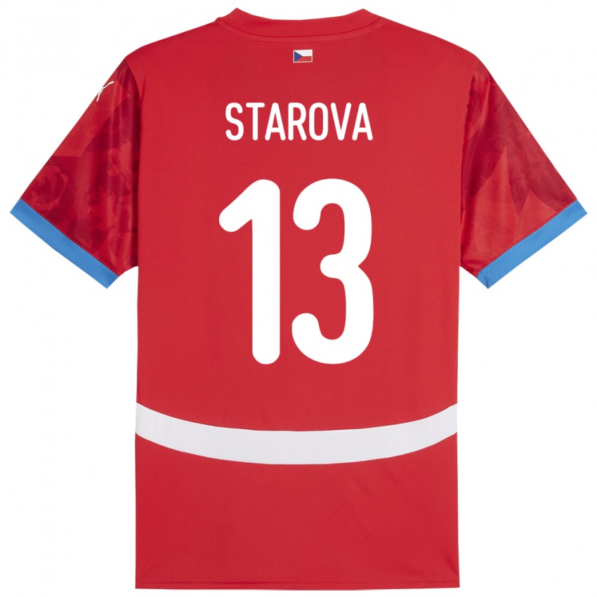 Børn Tjekkiet Antonie Stárová #13 Rød Hjemmebane Spillertrøjer 24-26 Trøje T-Shirt