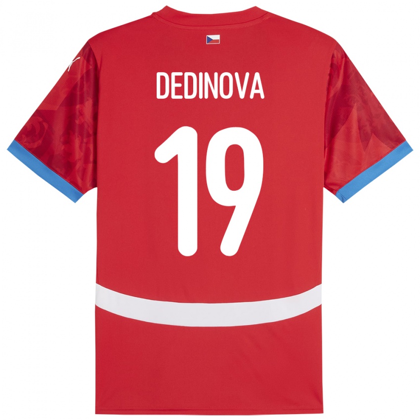 Børn Tjekkiet Aneta Dědinová #19 Rød Hjemmebane Spillertrøjer 24-26 Trøje T-Shirt