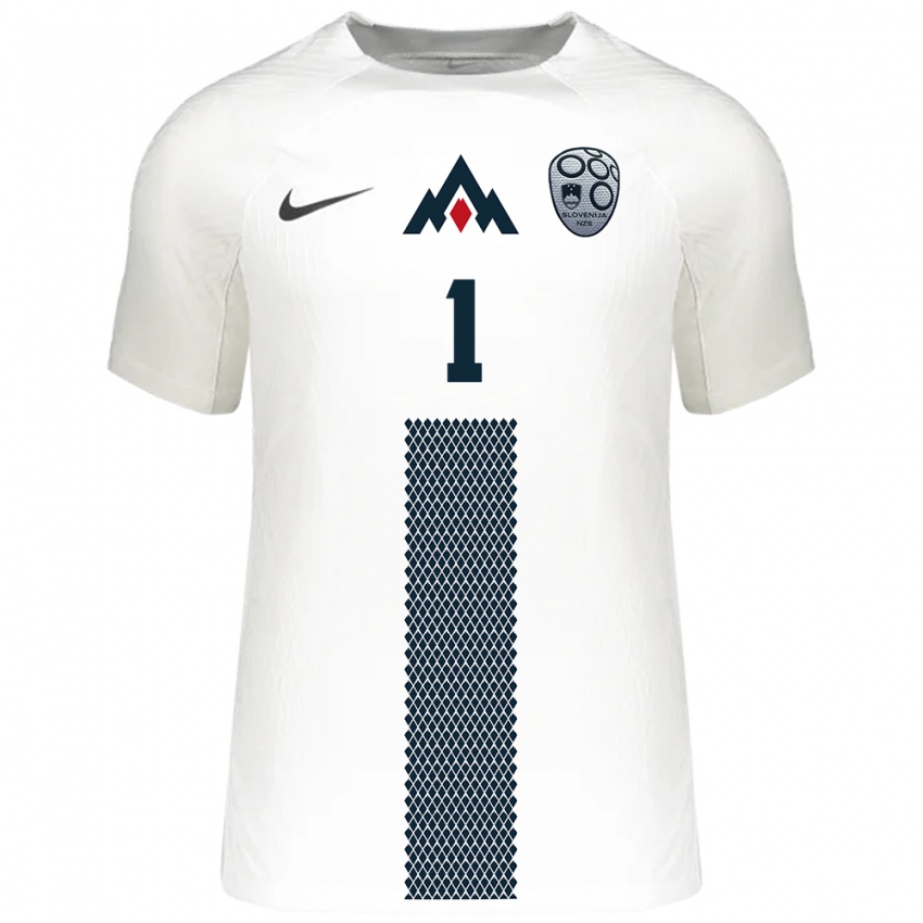 Børn Slovenien Zala Meršnik #1 Hvid Hjemmebane Spillertrøjer 24-26 Trøje T-Shirt