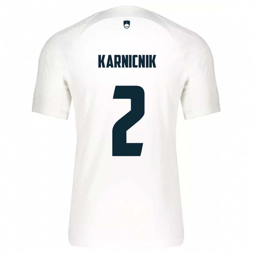 Børn Slovenien Zan Karnicnik #2 Hvid Hjemmebane Spillertrøjer 24-26 Trøje T-Shirt