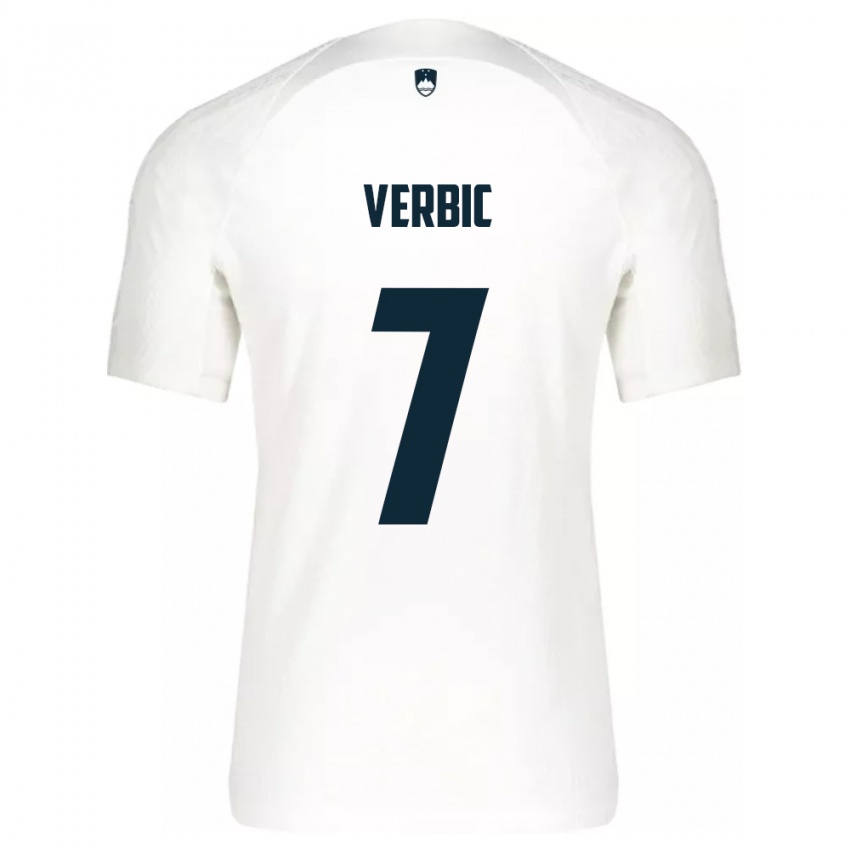 Børn Slovenien Benjamin Verbic #7 Hvid Hjemmebane Spillertrøjer 24-26 Trøje T-Shirt