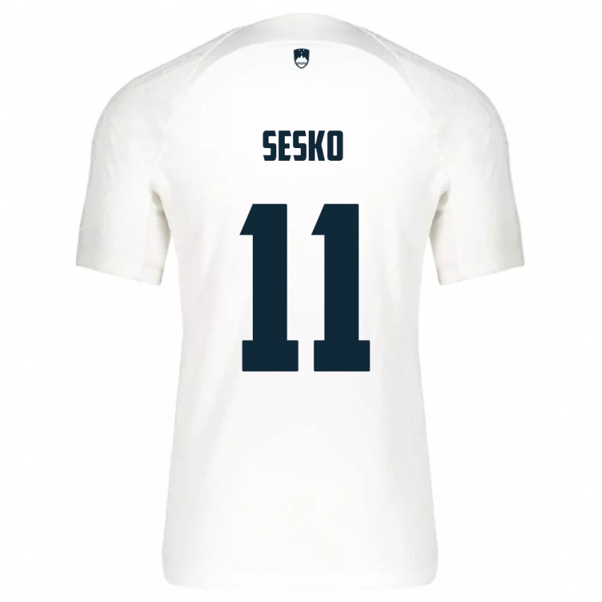 Børn Slovenien Benjamin Sesko #11 Hvid Hjemmebane Spillertrøjer 24-26 Trøje T-Shirt