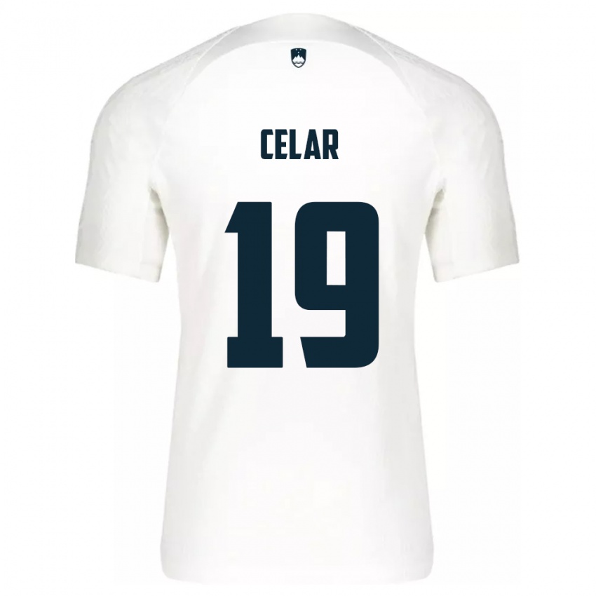 Børn Slovenien Zan Celar #19 Hvid Hjemmebane Spillertrøjer 24-26 Trøje T-Shirt