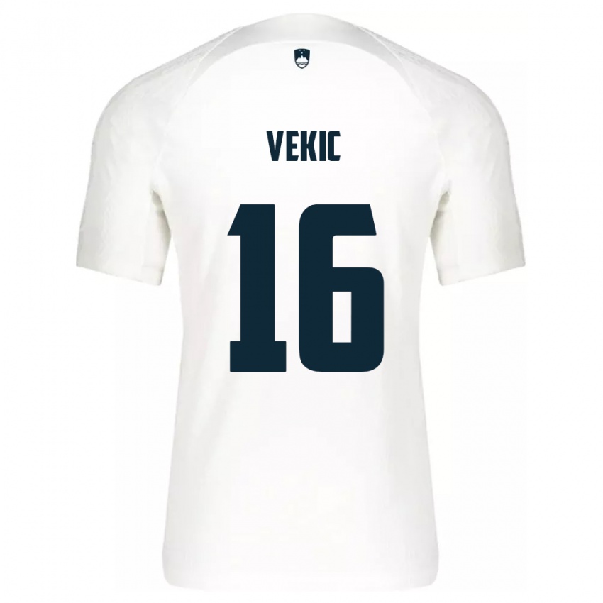 Børn Slovenien Igor Vekic #16 Hvid Hjemmebane Spillertrøjer 24-26 Trøje T-Shirt