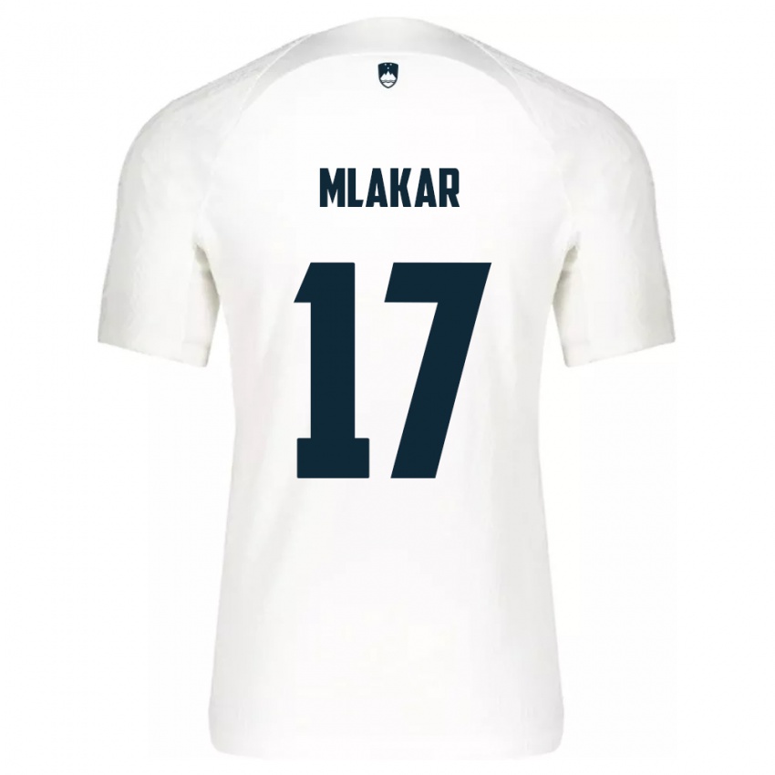 Børn Slovenien Jan Mlakar #17 Hvid Hjemmebane Spillertrøjer 24-26 Trøje T-Shirt