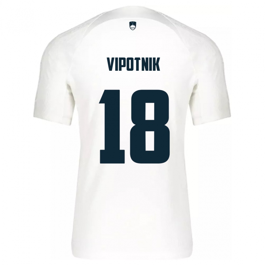 Børn Slovenien Zan Vipotnik #18 Hvid Hjemmebane Spillertrøjer 24-26 Trøje T-Shirt