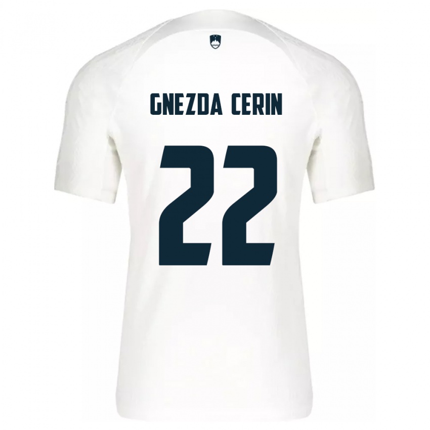 Børn Slovenien Adam Gnezda Cerin #22 Hvid Hjemmebane Spillertrøjer 24-26 Trøje T-Shirt