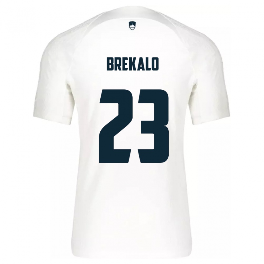 Børn Slovenien David Brekalo #23 Hvid Hjemmebane Spillertrøjer 24-26 Trøje T-Shirt