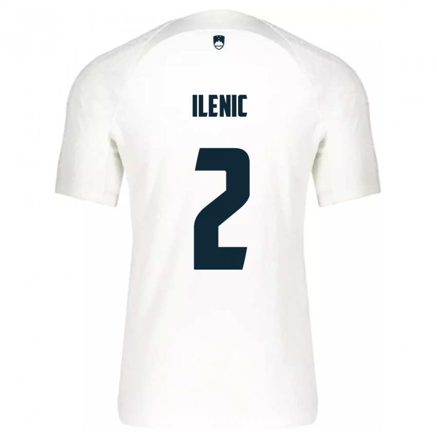 Børn Slovenien Mitja Ilenic #2 Hvid Hjemmebane Spillertrøjer 24-26 Trøje T-Shirt