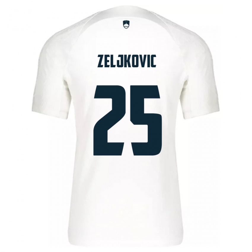 Børn Slovenien Adrian Zeljkovic #25 Hvid Hjemmebane Spillertrøjer 24-26 Trøje T-Shirt