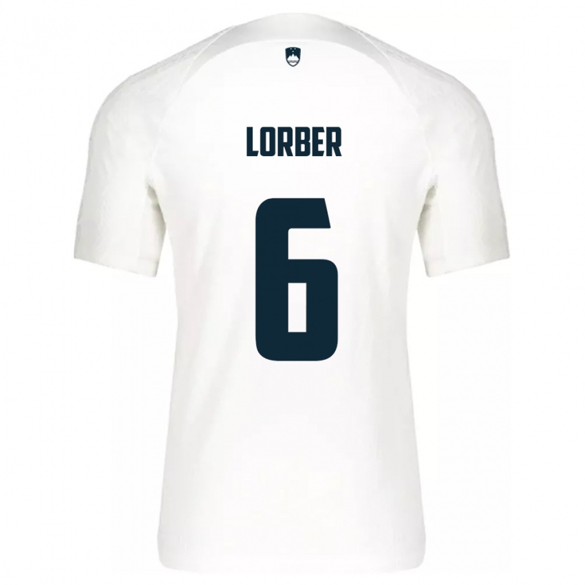 Børn Slovenien Marcel Lorber #6 Hvid Hjemmebane Spillertrøjer 24-26 Trøje T-Shirt