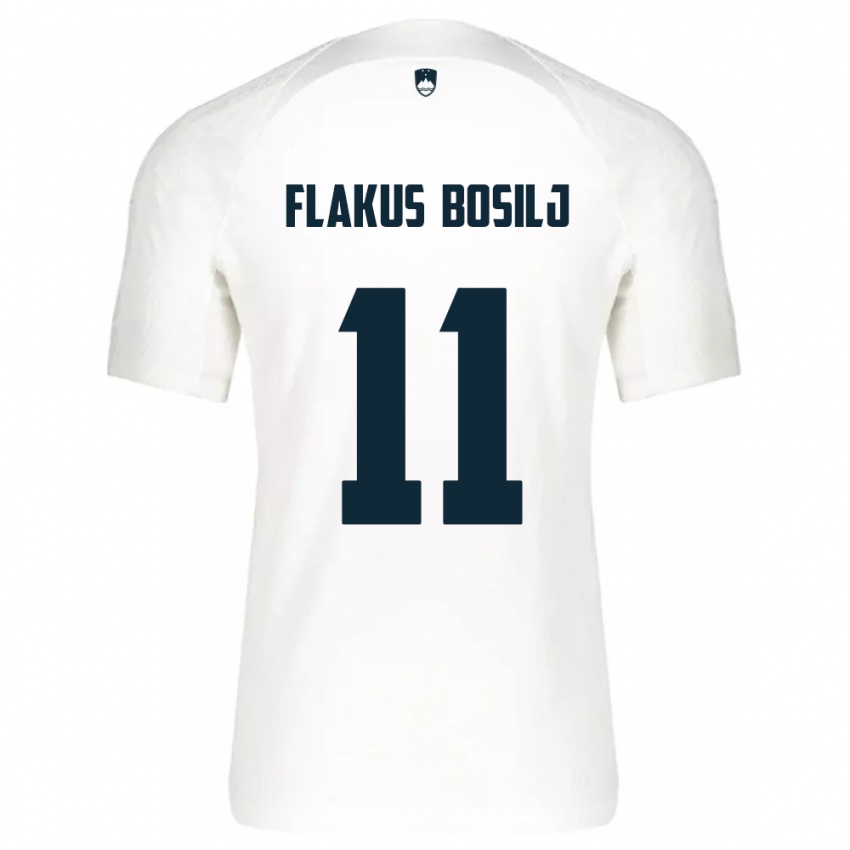 Børn Slovenien David Flakus Bosilj #11 Hvid Hjemmebane Spillertrøjer 24-26 Trøje T-Shirt