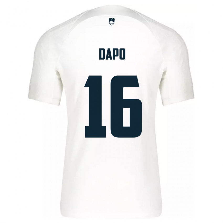 Børn Slovenien Jan Dapo #16 Hvid Hjemmebane Spillertrøjer 24-26 Trøje T-Shirt