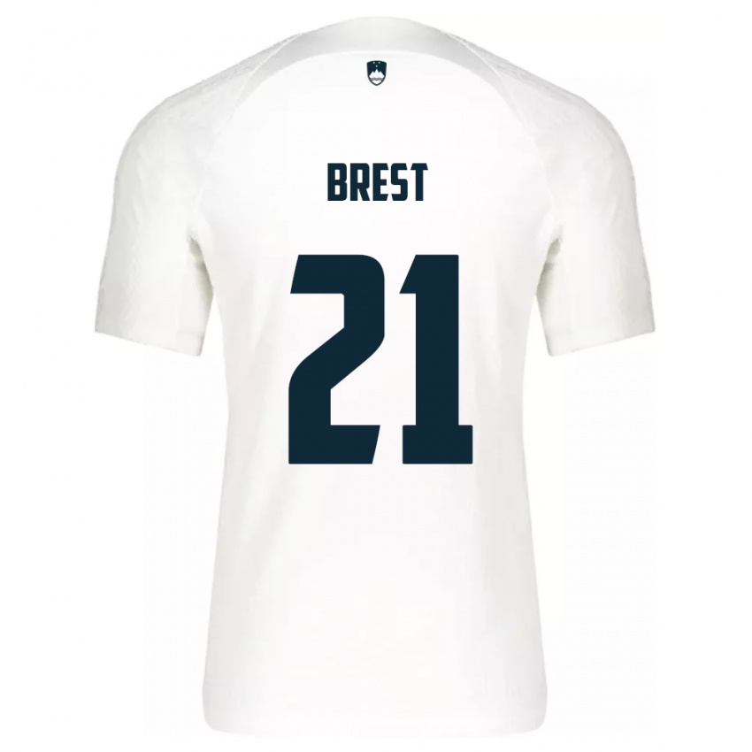 Børn Slovenien Marko Brest #21 Hvid Hjemmebane Spillertrøjer 24-26 Trøje T-Shirt