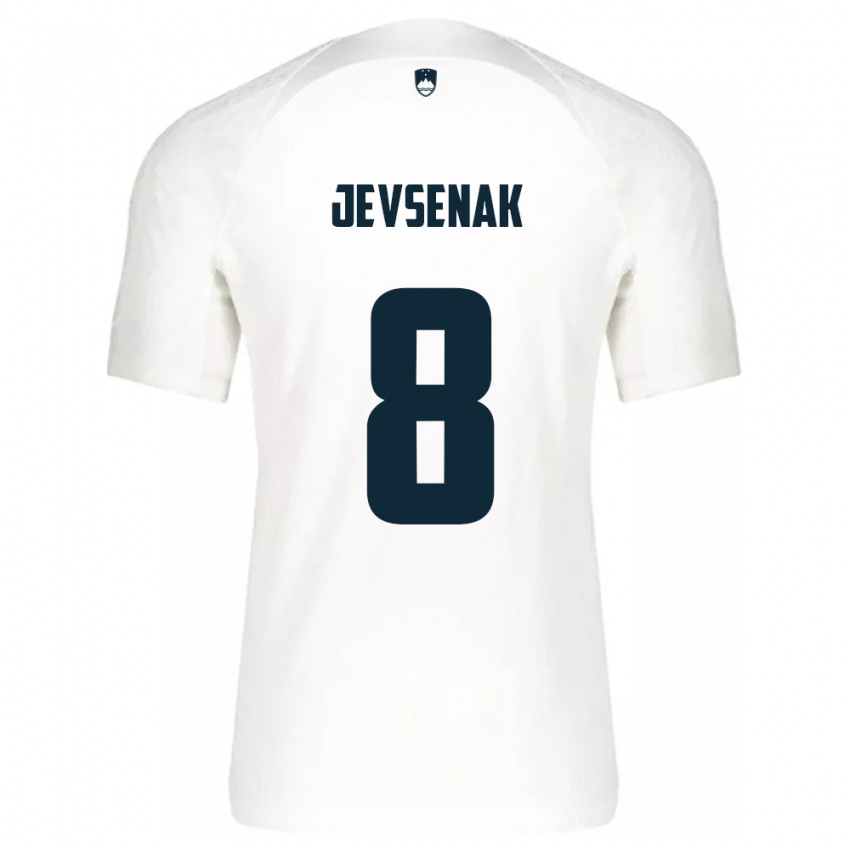 Børn Slovenien Florjan Jevsenak #8 Hvid Hjemmebane Spillertrøjer 24-26 Trøje T-Shirt