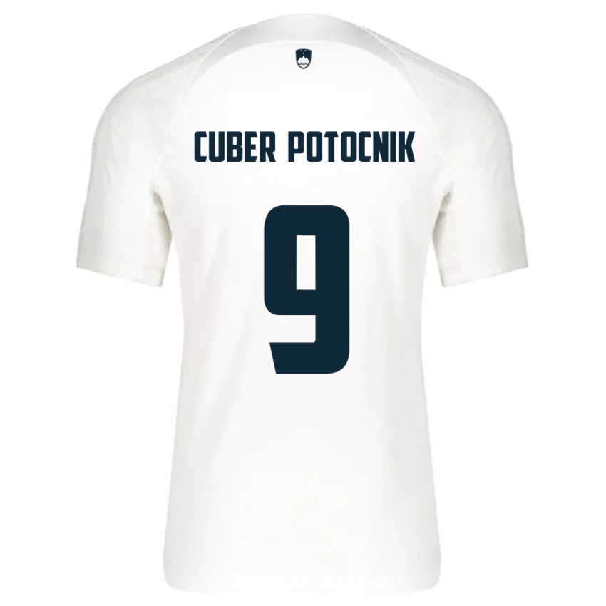 Børn Slovenien Jaka Cuber Potocnik #9 Hvid Hjemmebane Spillertrøjer 24-26 Trøje T-Shirt