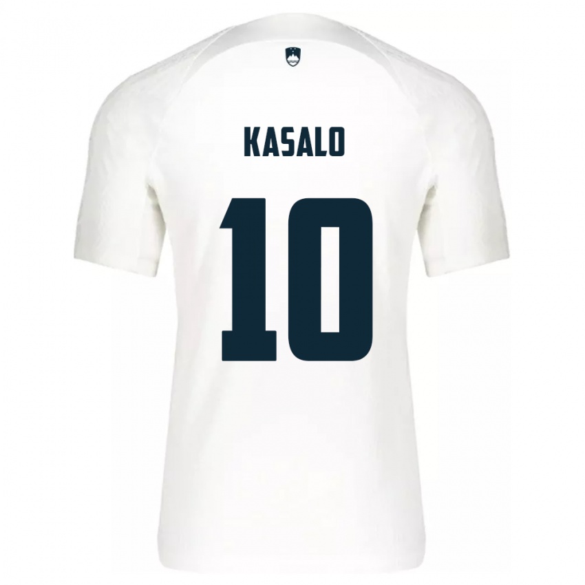 Børn Slovenien Niko Kasalo #10 Hvid Hjemmebane Spillertrøjer 24-26 Trøje T-Shirt