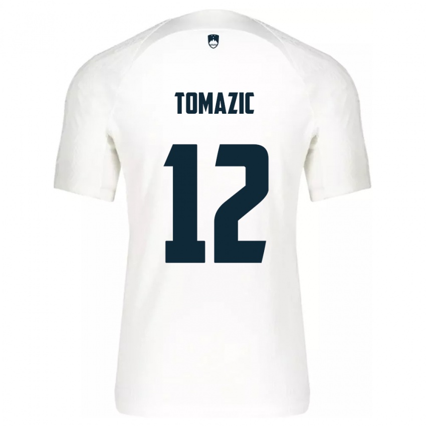 Børn Slovenien Lukas Tomazic #12 Hvid Hjemmebane Spillertrøjer 24-26 Trøje T-Shirt