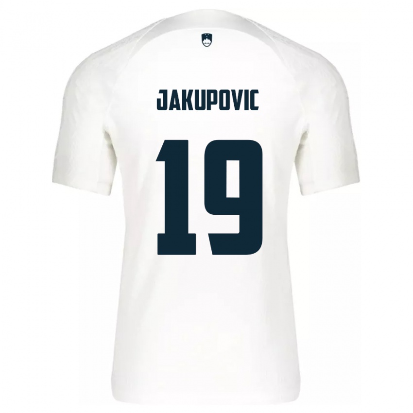 Børn Slovenien Aldin Jakupovic #19 Hvid Hjemmebane Spillertrøjer 24-26 Trøje T-Shirt