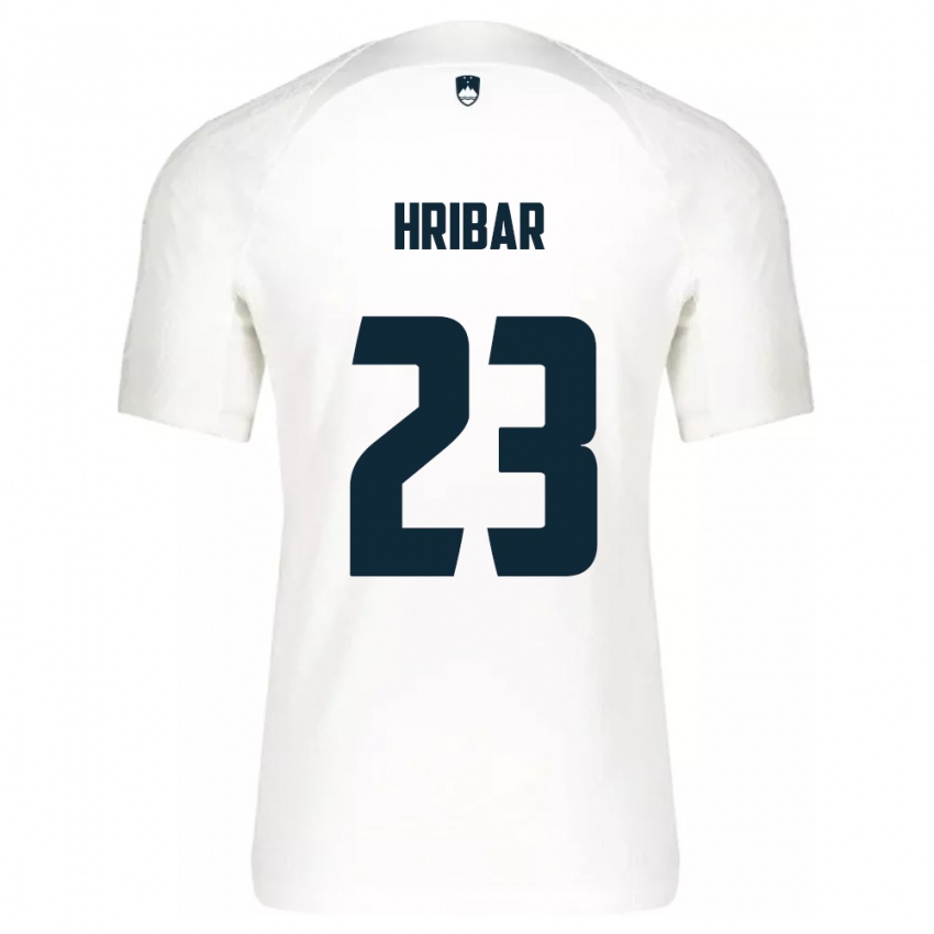 Børn Slovenien Lan Hribar #23 Hvid Hjemmebane Spillertrøjer 24-26 Trøje T-Shirt