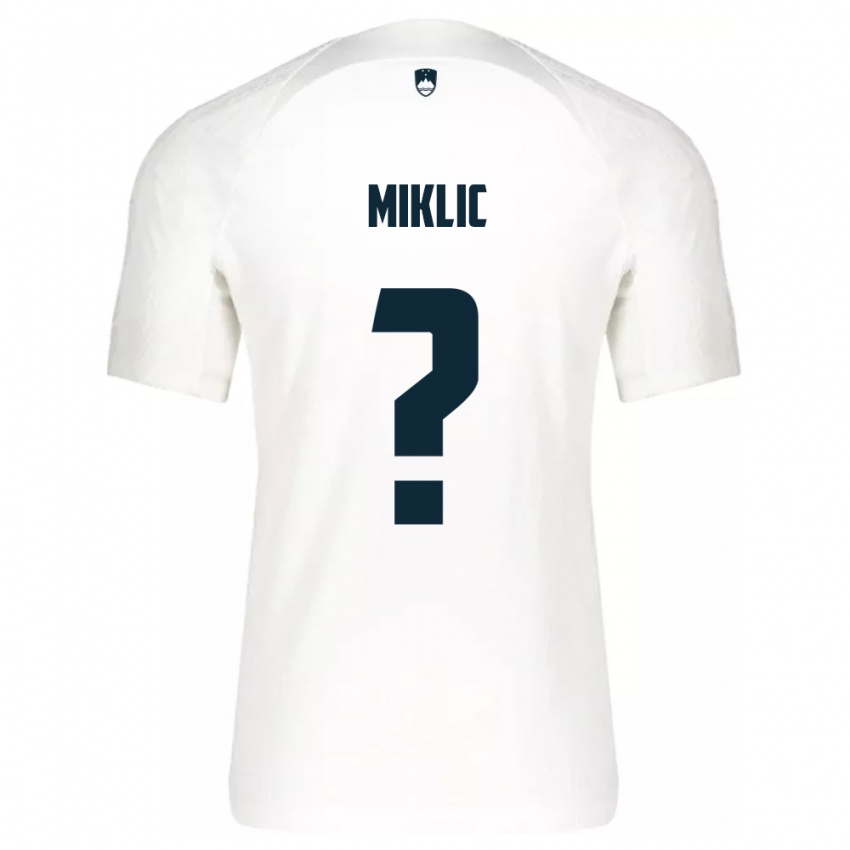 Børn Slovenien Andraz Miklic #0 Hvid Hjemmebane Spillertrøjer 24-26 Trøje T-Shirt