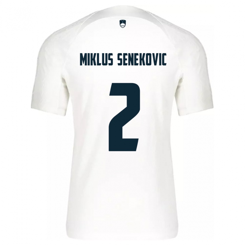 Børn Slovenien Gal Miklus Senekovic #2 Hvid Hjemmebane Spillertrøjer 24-26 Trøje T-Shirt