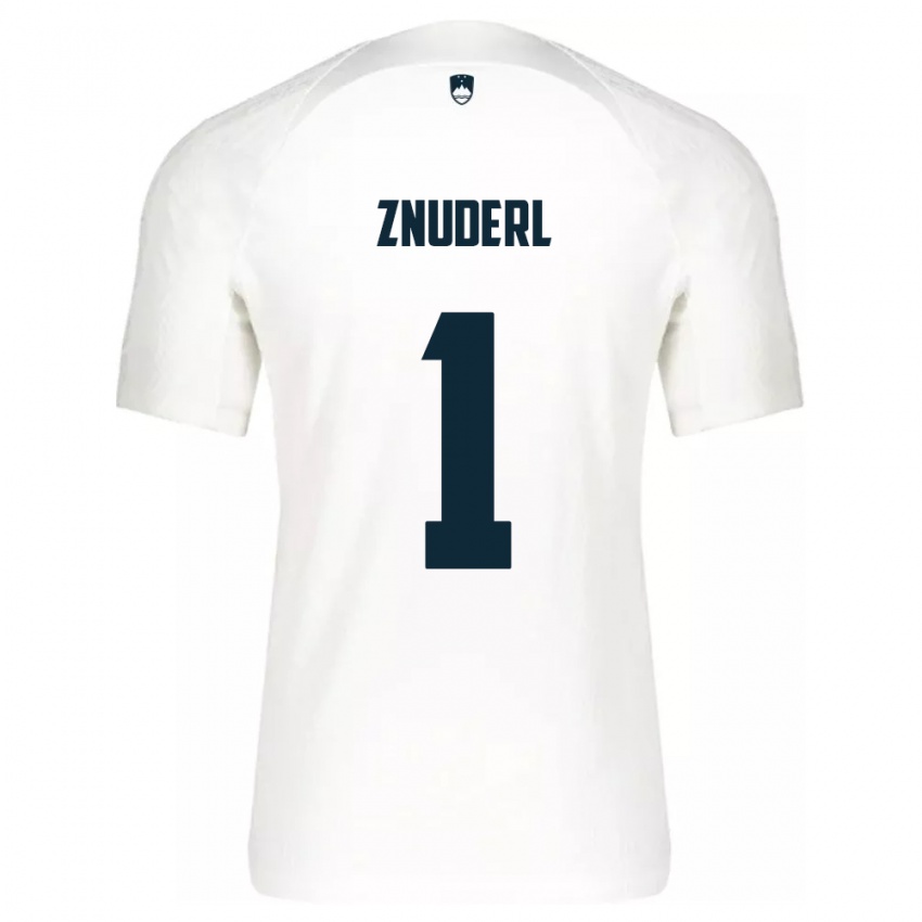 Børn Slovenien Tai Znuderl #1 Hvid Hjemmebane Spillertrøjer 24-26 Trøje T-Shirt