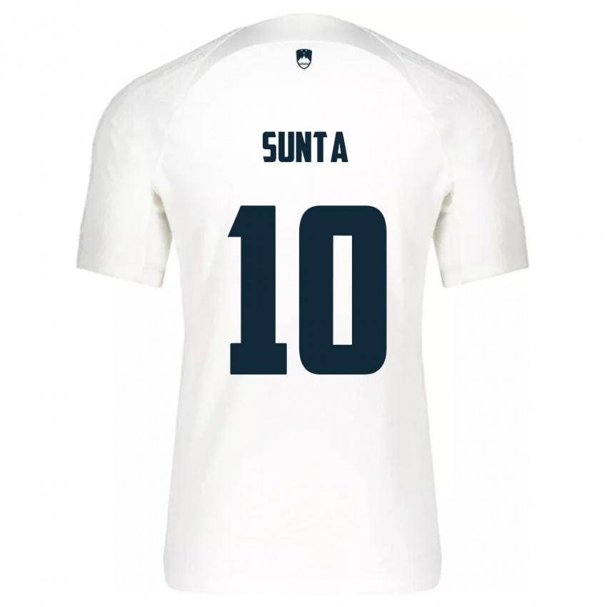 Børn Slovenien Sven Sunta #10 Hvid Hjemmebane Spillertrøjer 24-26 Trøje T-Shirt