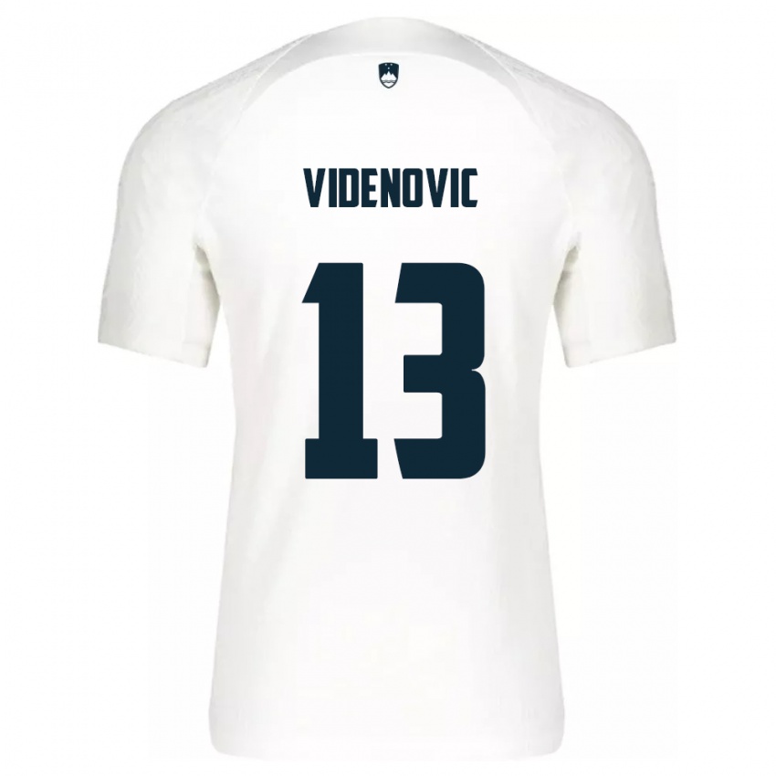 Børn Slovenien Denis Videnovic #13 Hvid Hjemmebane Spillertrøjer 24-26 Trøje T-Shirt